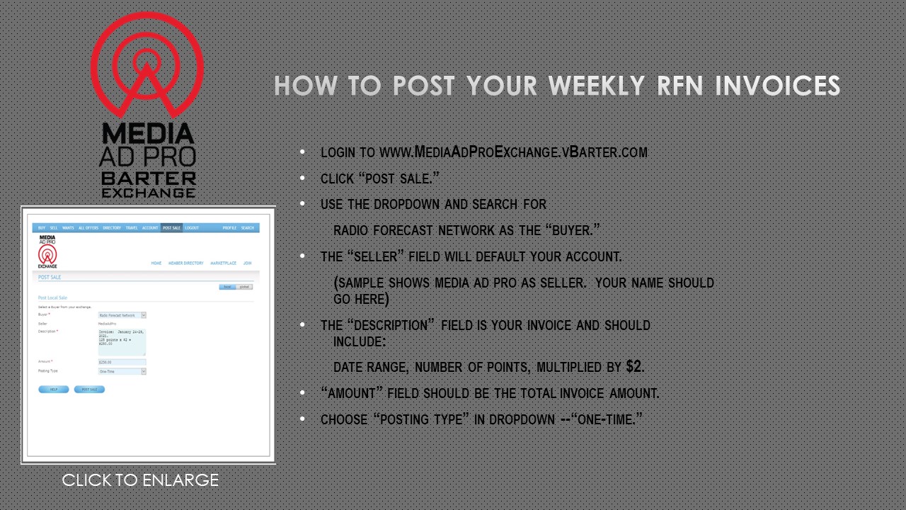 how to post your weekly rfn invoices with graphic and black font