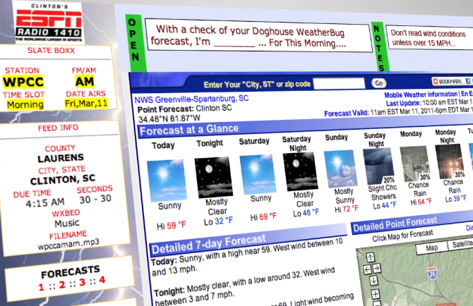 screenshot of ManageWx software station page